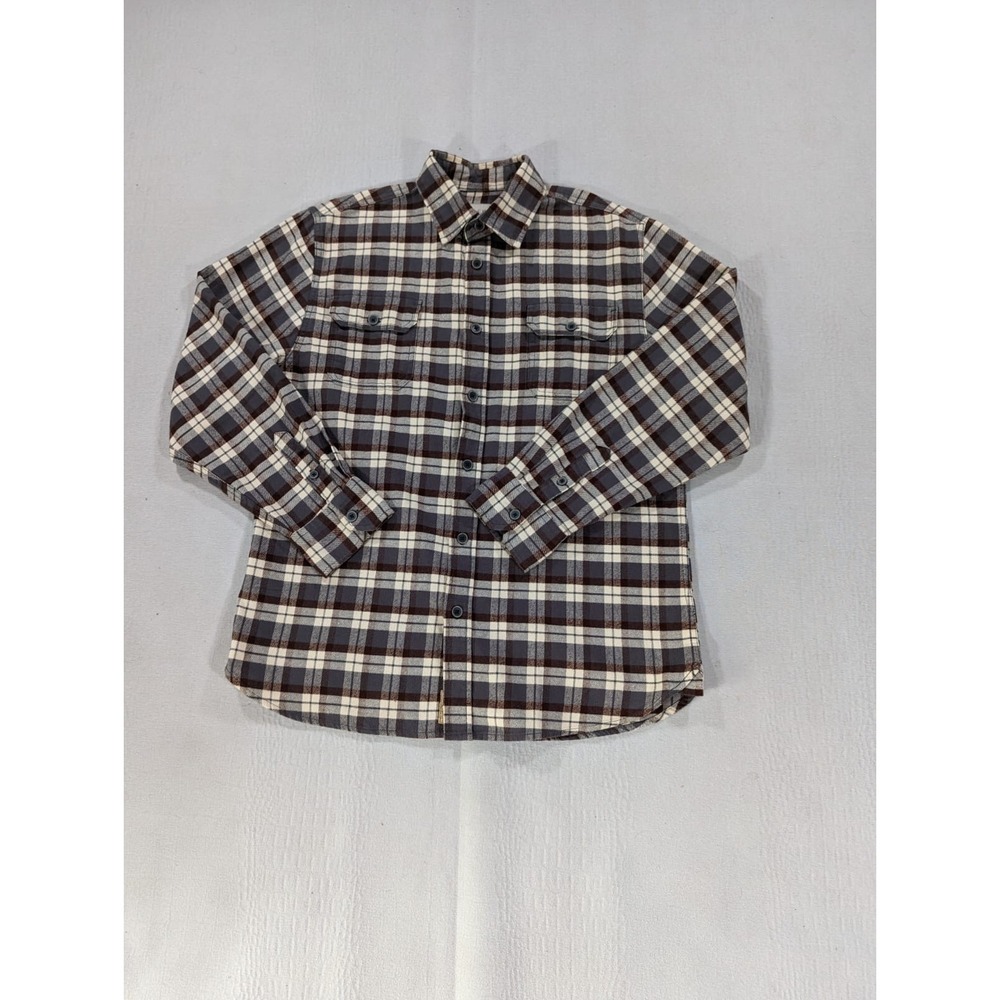 Jachs Flannel Button Down Men's Shirt Size L Heavy Weight Lumberjack Brown Gray